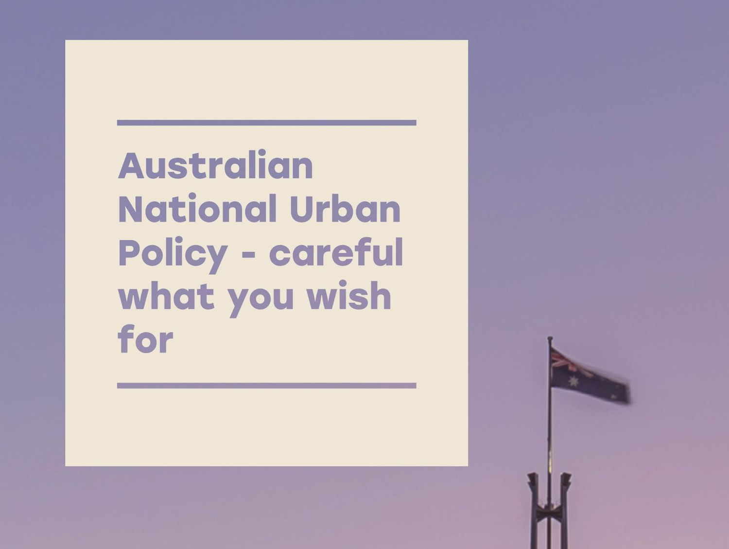SGS Economics and Planning national urban policy article by Marcus Spiller 2